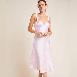 Cynthia Rowley Easton Gingham Pink Midi Dress Size 8 corset top